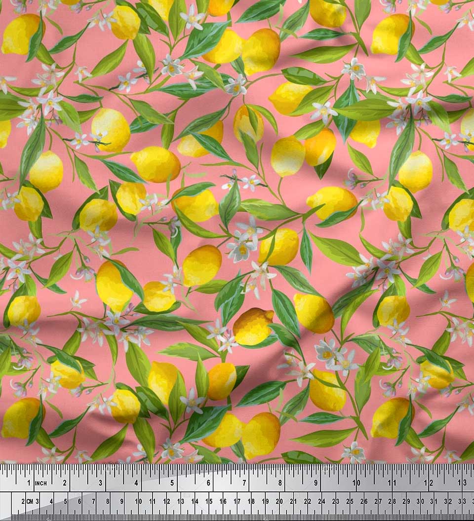 

Тканина Soimoi Japan Crepe Satin Leaves, Floral & Lemon Vegetable Print Тканина на метри 42 дюйма 56 Inch Wide - Cotton Poplin помаранчевий