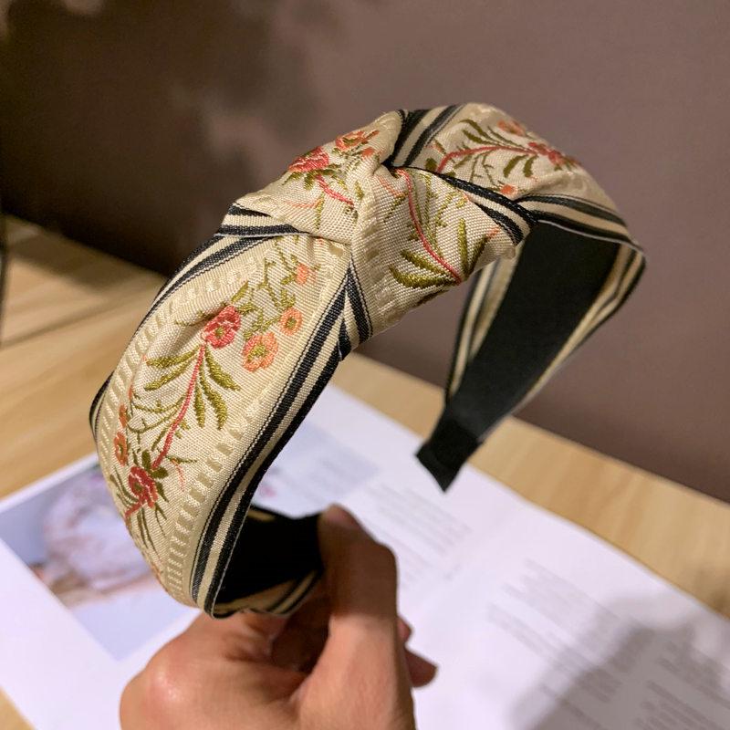 

Винтажная женская повязка на голову для девочек с цветочной вышивкой, лента, бант, повязка для волос для леди, для повседневной носки, для шопинга, для нарядного образа, аксессуары для волос, обруч