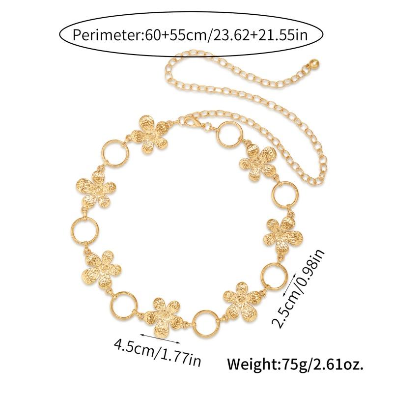 Versatile Ethnic Style Metal Bohemian Flower Waist Chain Belt For Women Fashion Sweater Chain Waist Seal Body Decor Accessories