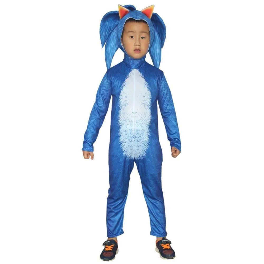 Hedgehog Boy Sonicing Cosplay Costume Including Helmet Gloves Halloween Carnival Funny Clothes for Children