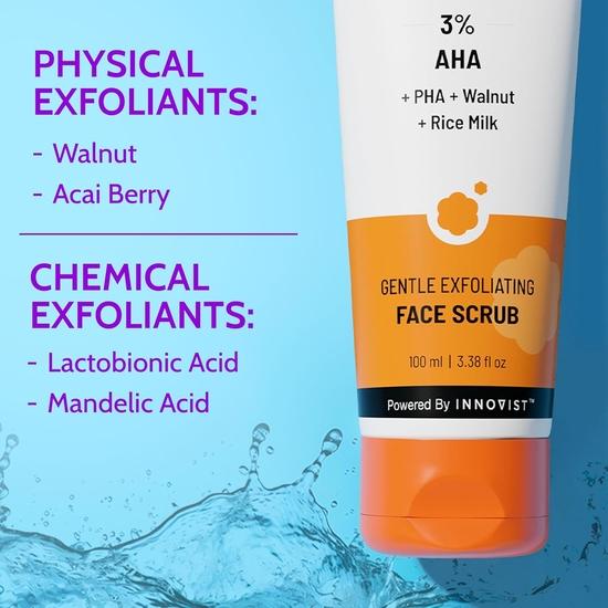 Chemist At Play Jemný exfoliační pleťový peeling s kyselinou mandlovou a vlašskými ořechy | Odstraňuje odumřelé buňky a černé tečky | Odstraňuje opálení | 100 ml