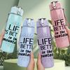 1PC Life Is Better In The Mountains Text 750ml Color Plastic Sports Water Bottle Leakproof Flip Straw Lid Suitable for Sports Office Home Use