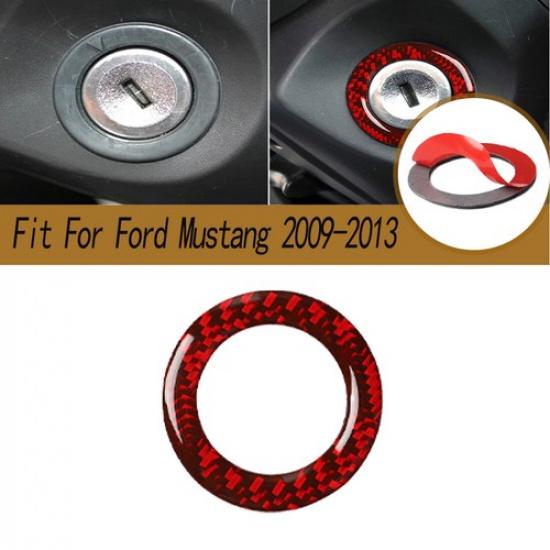 Car Red For Ford Mustang 2009-13 Carbon Fiber Ignition Switch Lock Cover Sticker