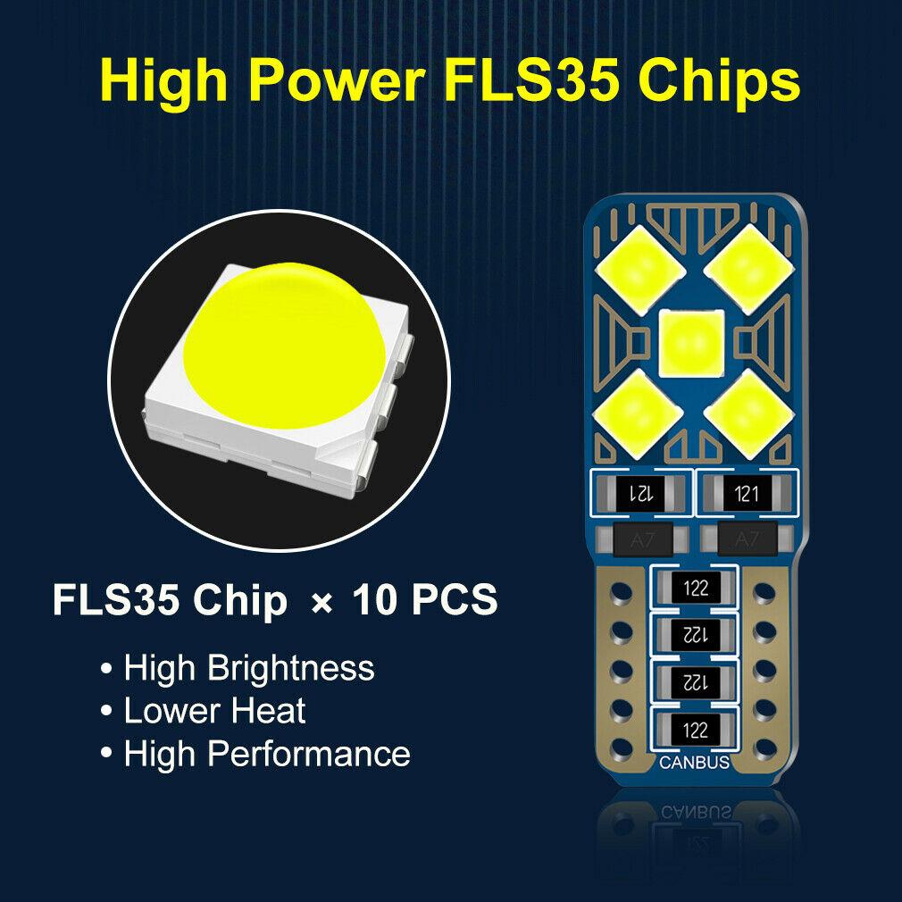 10Pcs T10 W5W LED λαμπτήρες Canbus για BMW Mercedes Αυτοκίνητο Εσωτερικό Ανάγνωση Χώρος στάθμευσης Πλαϊνά Φώτα Μαρκαδόρου Λευκό Μπλε Φωτιστικό Πορτμπαγκάζ Χωρίς Σφάλμα 12V