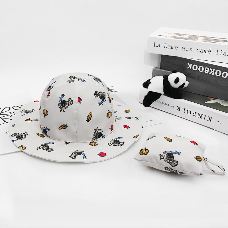 1PC Children's Storage Fisherman Hat Spring Summer UV Protection Sun Cap Boys Girls Beach Panama Hat Cute Cartoon Bucket Caps