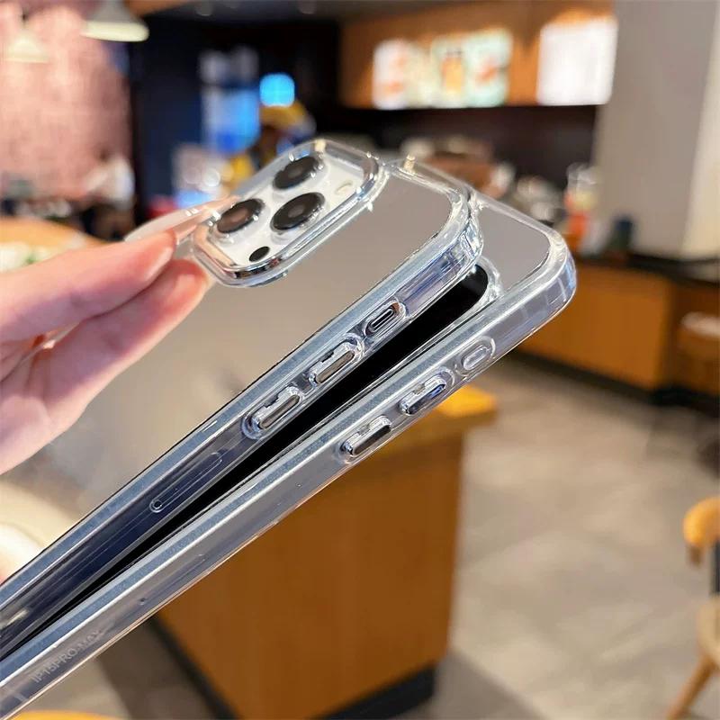 Anti-drop Silver Electroplated Makeup Mirror Phone Case for Infinix HOT 60 5G 60i Pro Pro+ 50 50i 40 40i 30i NFC 30 20i 20 & More Models