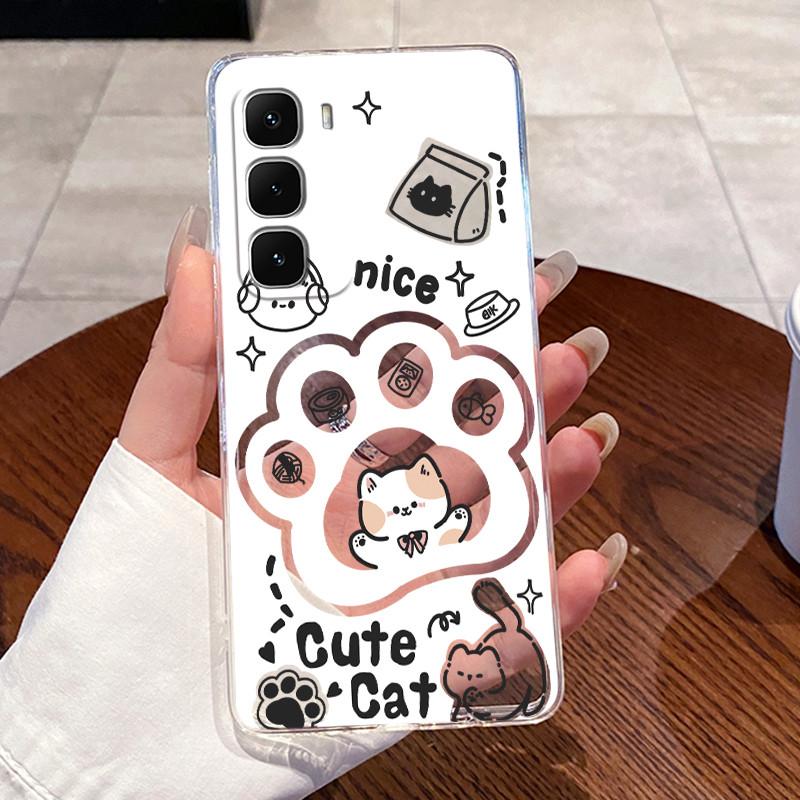 For Infinix Hot 60 Pro Plus 60i X6726 X6886 X6885 X6728 Clear Silicone Soft TPU Cover Hot 60 Pro+ 4G Cute Rabbit Cat Phone Case