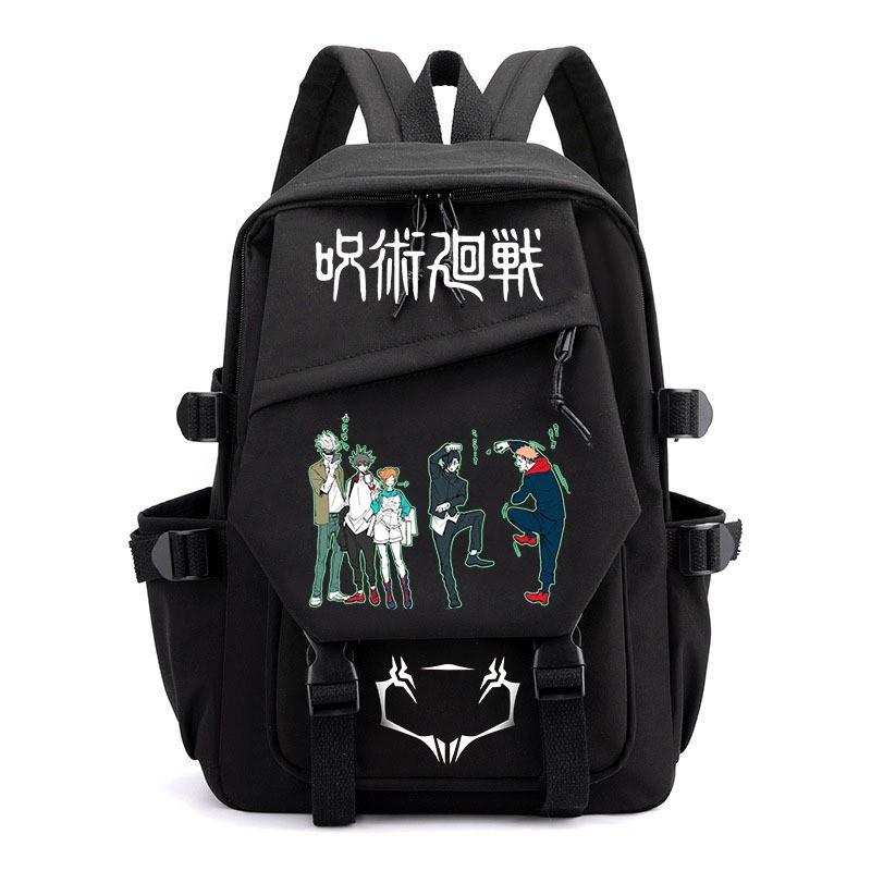 Anime Jujutsu Kaisen Iskolatáska Gyerekeknek Tinédzsereknek Diákoknak Nylon Kétvállú Táska USB Porttal Párnázott Pántokkal