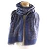 Great HERMES Scarf  Bicolor Scarf Blue Light Brown Cashmere Mens Used