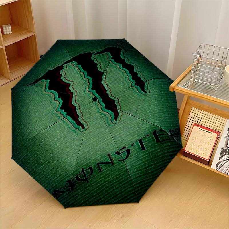 Monster Energy Print 8?Ribs Automatic Umbrella Wind Resistant Lightweight Folding Umbrella For Outdoor Travel
