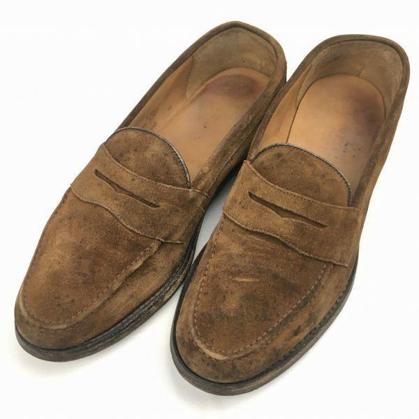 Loake Made In England Vintage Suede Slip-on Moccasin Shoes Brown Size 7.5 26.0 Men's(USED)