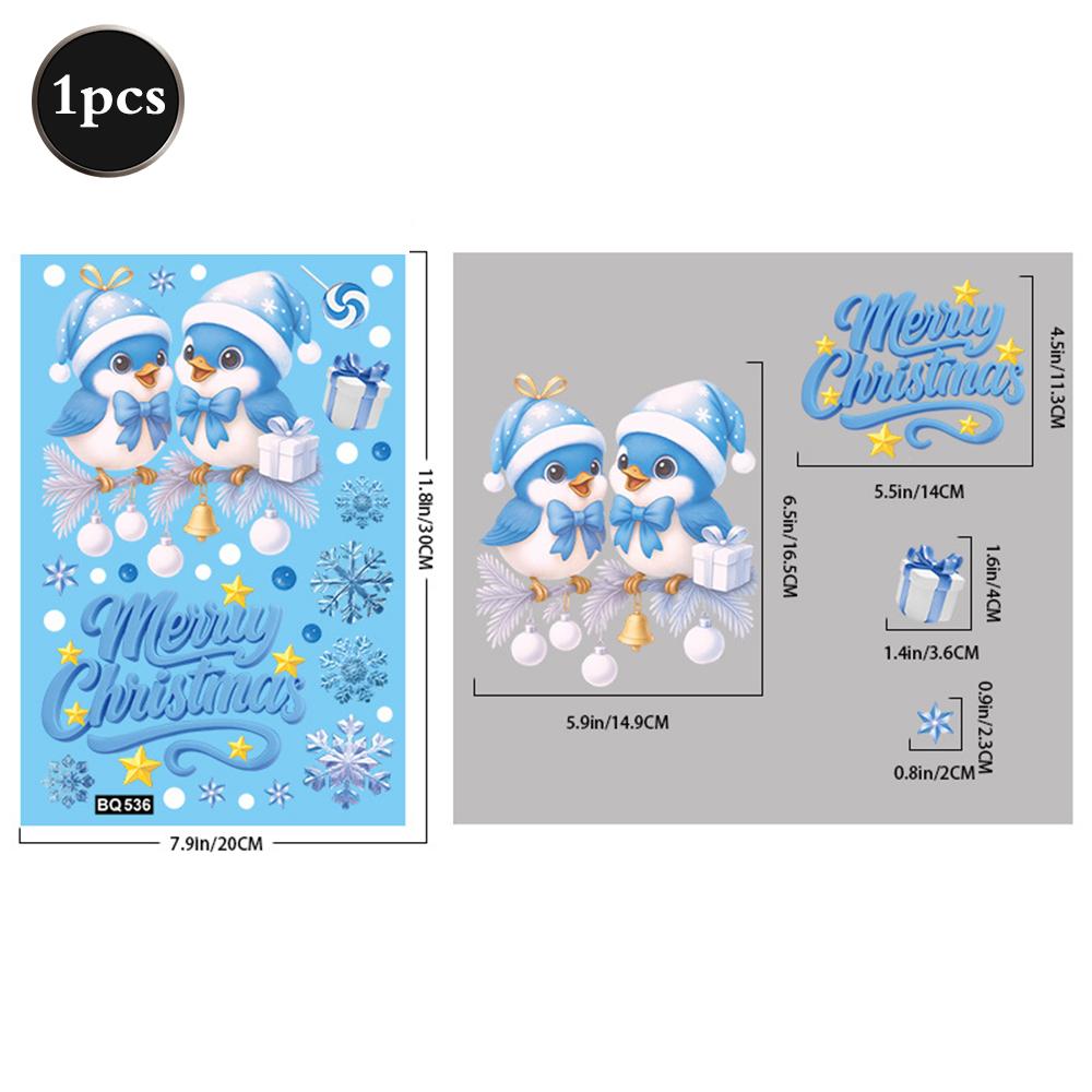 2026 Christmas Window Stickers Santa Claus Reindeer Snowmen PVC Static Glass Stickers No Glue Reusable Christmas Home Decoration