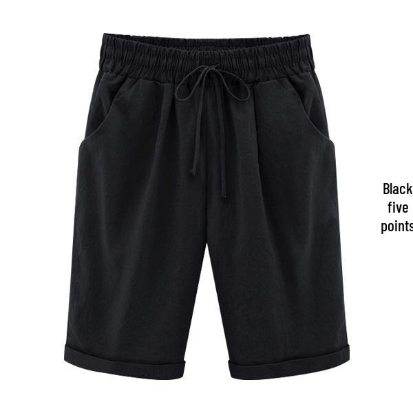 

Plus-Size Women s Summer Casual Outer Shorts - Lightweight, Loose-Fit for European & American Styles S чёрный