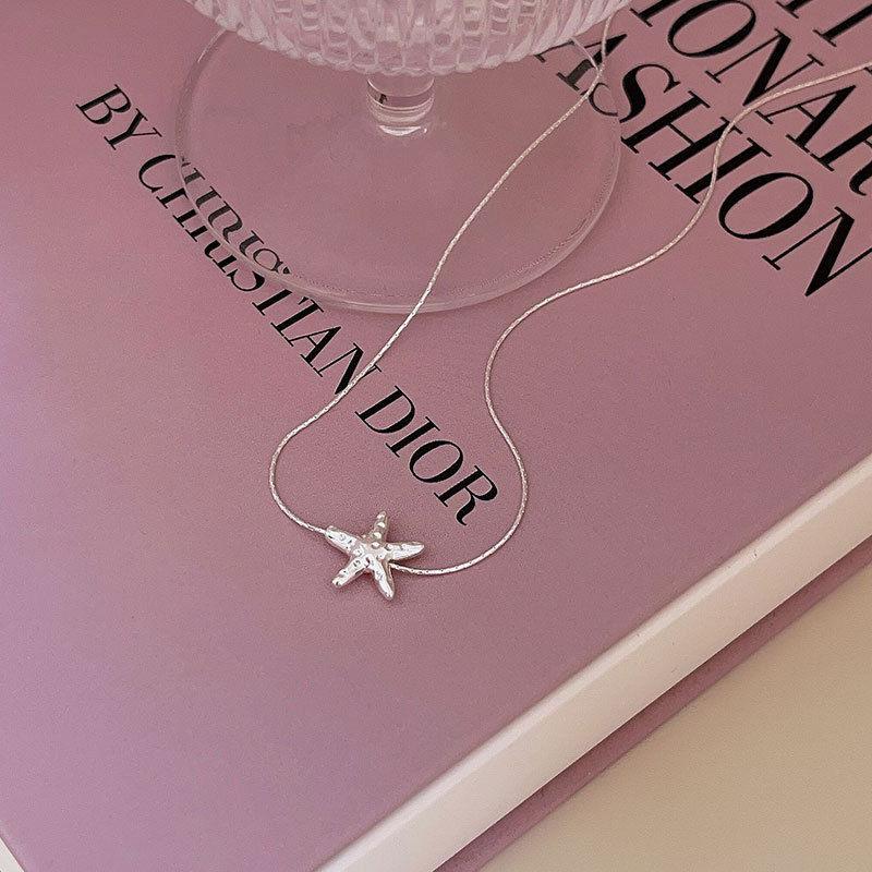 Simple Fashion Starfish Pendant Necklace for Women Elegant Pearl Clavicle Choker Necklace Spring Summer Jewelry Wholesale