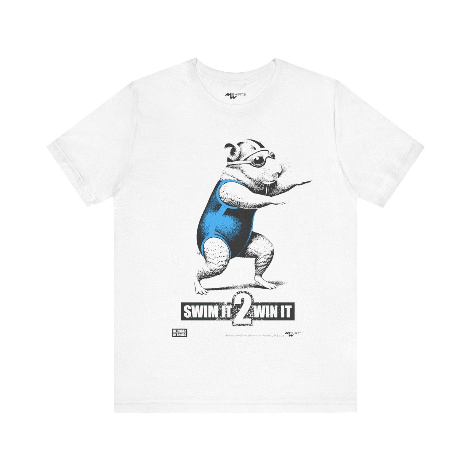 Swimming Hamster T-Shirt: Engraving Style, Swim It 2 Win It S