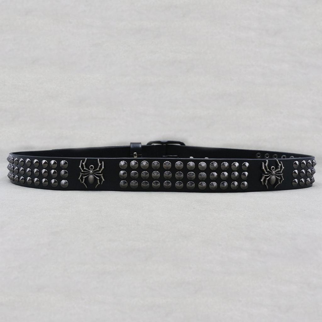 New Design Spider Pointed Spider Rivet Belt Cowhide Sun Buckle Personalized Belt Punk