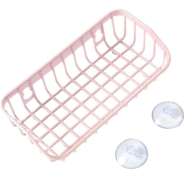 Double Suction Cup Kitchen Drainage Shelf Multifunctional Sponge Storage Rack(random color)