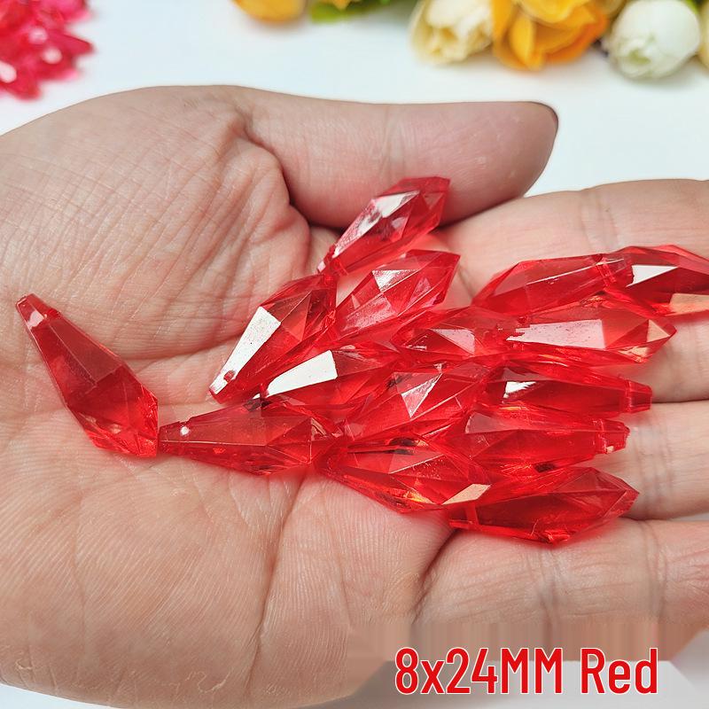 Crystal Pillar Lampshade Beaded Curtain Accessories - 8x24MM Water Drop Transparent Acrylic Loose Beads Pendants