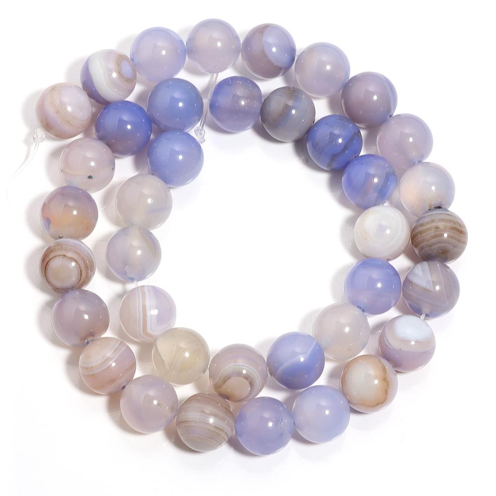 Natural Agates Stone Beads 6/8/10mm Sky Blue Round Loose Spacer Beads For Jewelry Making DIY Crafts Bracelets Necklace Supplies