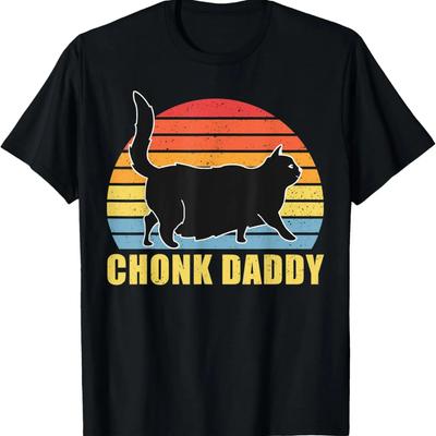 Chonk Daddy Cat Dad Funny Fat Cats Meme Gifts for Men T-Shirt