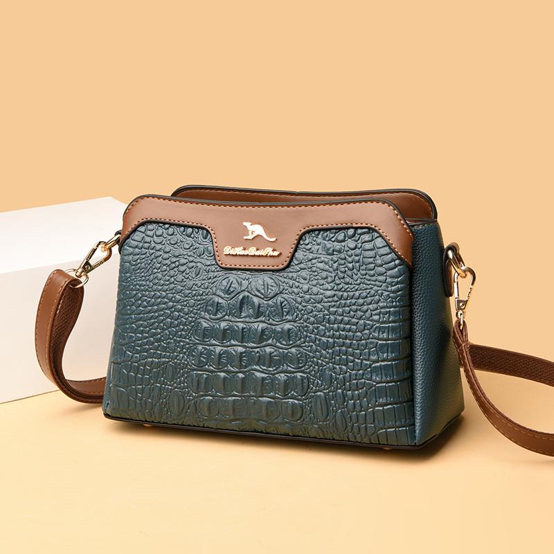 Geantă de umăr din piele de crocodil pentru femei, geantă mică de tip messenger