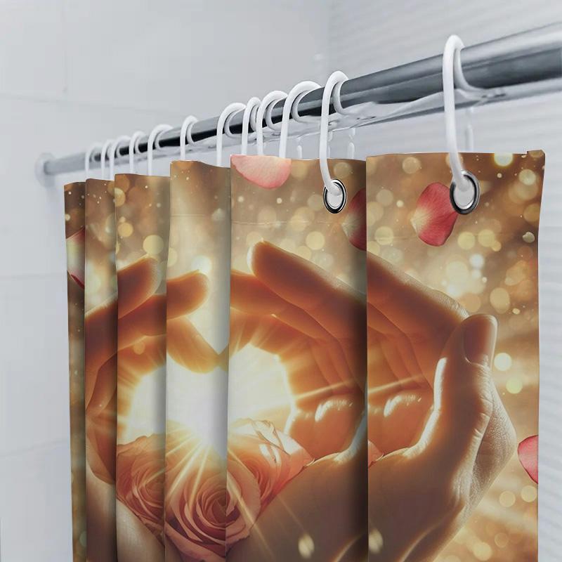 3D Romantic Hands Shower Curtain | Elegant and Cozy Bathroom Decor