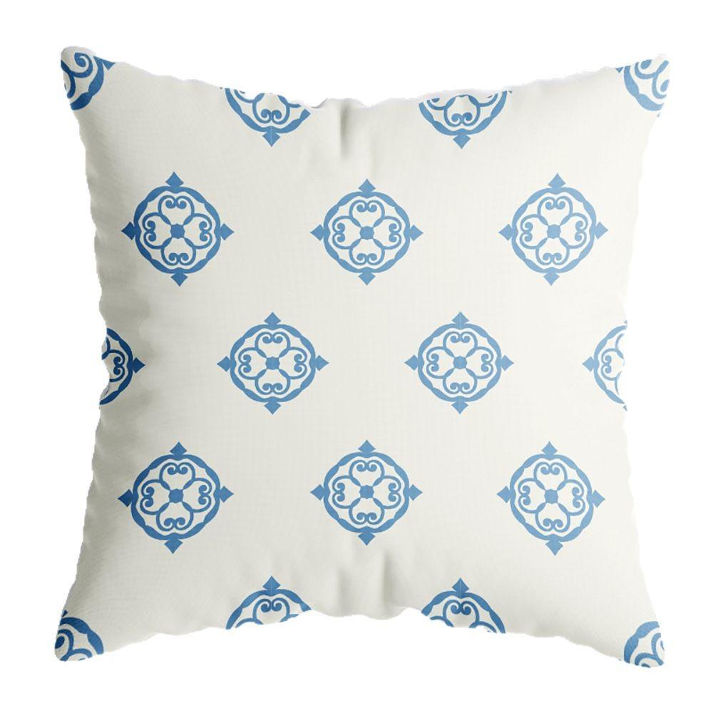 Blue and White Porcelain Style Pillow Cover Retro Home Bedside Wooden Sofa Pillow Cover Cotton Linen Polyester Living Room Chair Cover