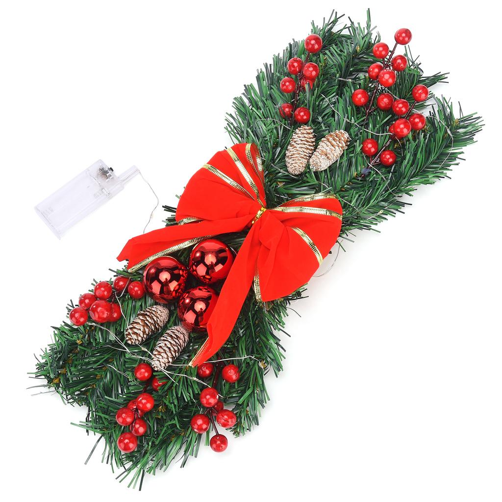 Xmas Artificial Swags LED Xmas Stair Wreath Garland for Home Front Door Wall Decorations Battery Powered