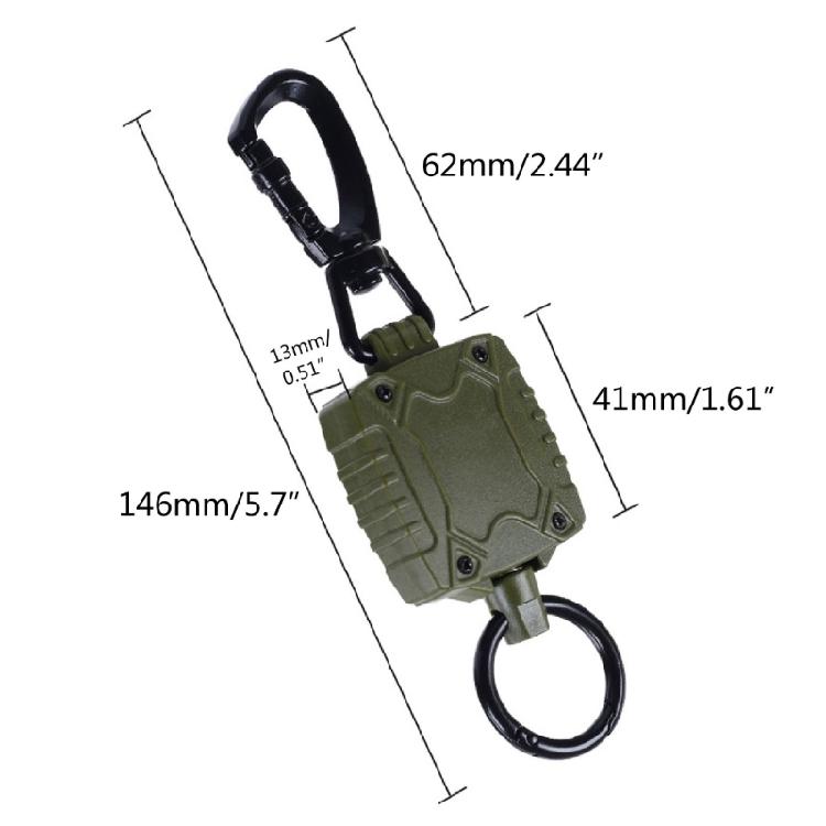 Retractable Key Chain Key Holder Reel with Carabiner 23'' Steel Retractable Cord