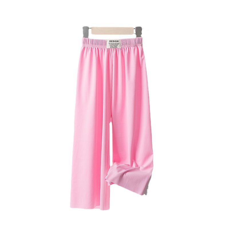 Sommer-Mädchen Mückendichte Weitbein-Eisseidenhose: Leicht, Modal-Stoff, Locker sitzend, Eltern-Kind-Stil.