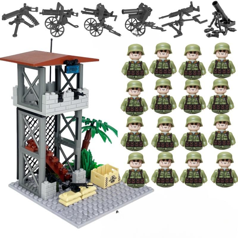 Военная серия Второй мировой войны Сторожевая башня на поле боя Командный пункт Сцена Конструктор Игрушки
