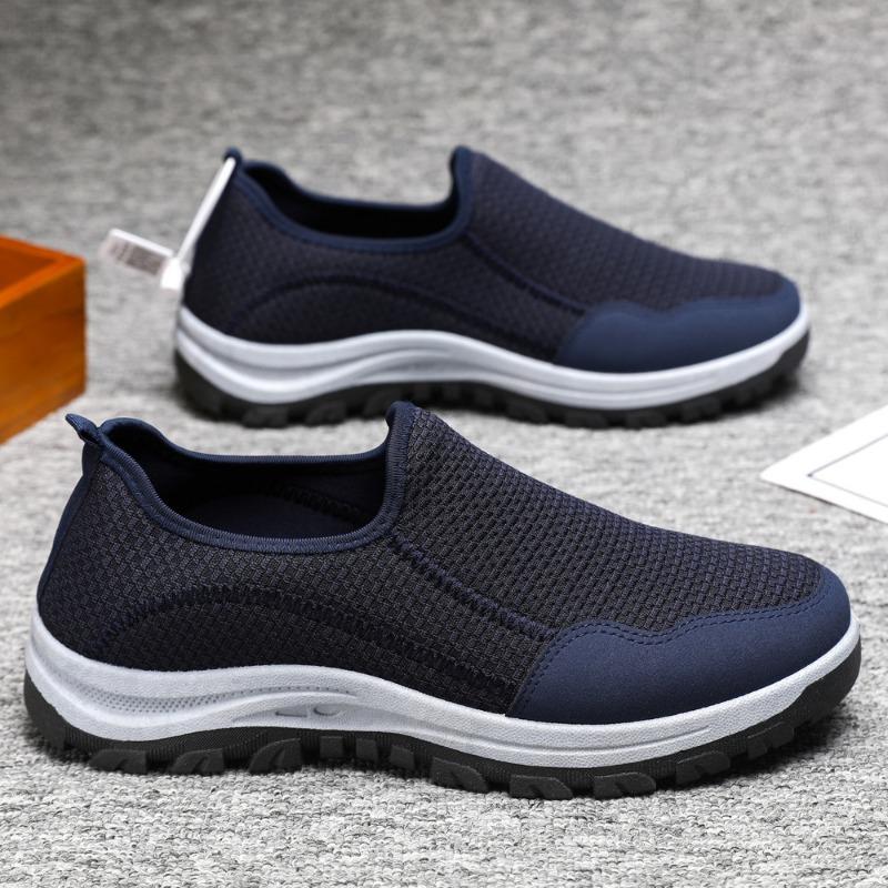 Casual shoes Spring flying woven surface breathable thick sole comfortable low top one pedal sports men's shoes