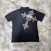 25024 short-sleeved retro loose leaf print polo shirt loose versatile high street pullover