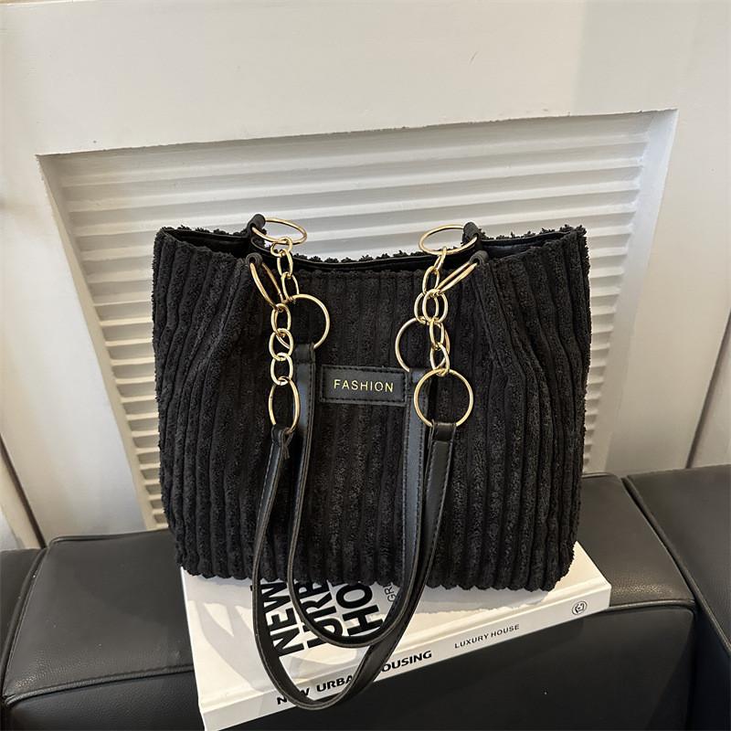 

Fashionable Corduroy Tote Bag For Women Spacious Chic Handbag Ideal For Everyday Use In Multiple Colors чёрный