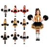Mädchen Cheerleading Kostüm Set Pailletten Rückenfreies Tutu Kleid Neckholder mit 2 Pompons 1 Stirnband 1 Paar Socken für Bühnenshow Wettbewerb