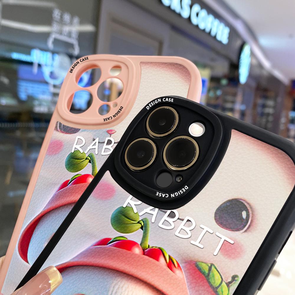 Smukłe uczucie skóry Kreskówka Śliczny królik Miękki silikonowy pokrowiec ze skóry PU Etui na telefon iPhone Samsung Huawei Honor Xiaomi Redmi OPPO Realme Vivo