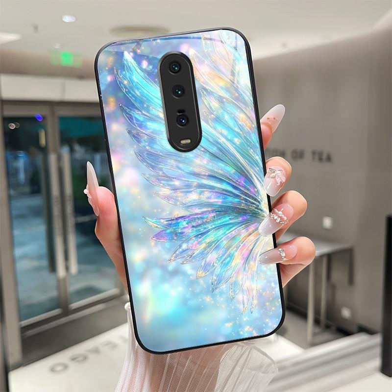 Cute Cartoon Cats Flower Case For Xiaomi Mi 9T Redmi K20 Pro Poco F2 Tempered Glass Phone Case Protective Back Cover Hard Shell