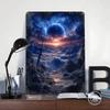Fantasy Landscape With Sword and Cross Tinplate Poster Customized Wall Art Vintage Retro Metal Signs for Bathroom Decor Man Cave