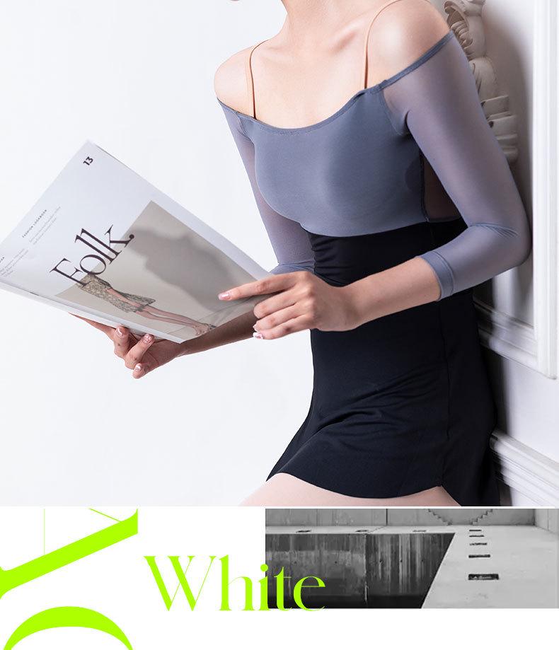 Women's Colorblock Seven-Sleeve Ballet Leotard: Fashionable Drop Shoulder Dancewear