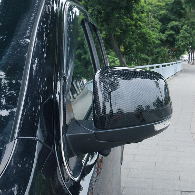 Carbon Fiber Look Car Rear View Wing Mirror Cover Trim Look Side Wing Mirror Cover Caps For Jeep Grand Cherokee 2014 - 2018