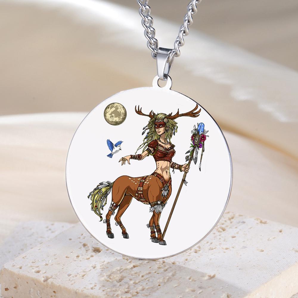 Dawapara Centaur Shaman Necklace Centaur Sagittarius Necklace Greek Mythology Pendant Stainless Steel Jewelry