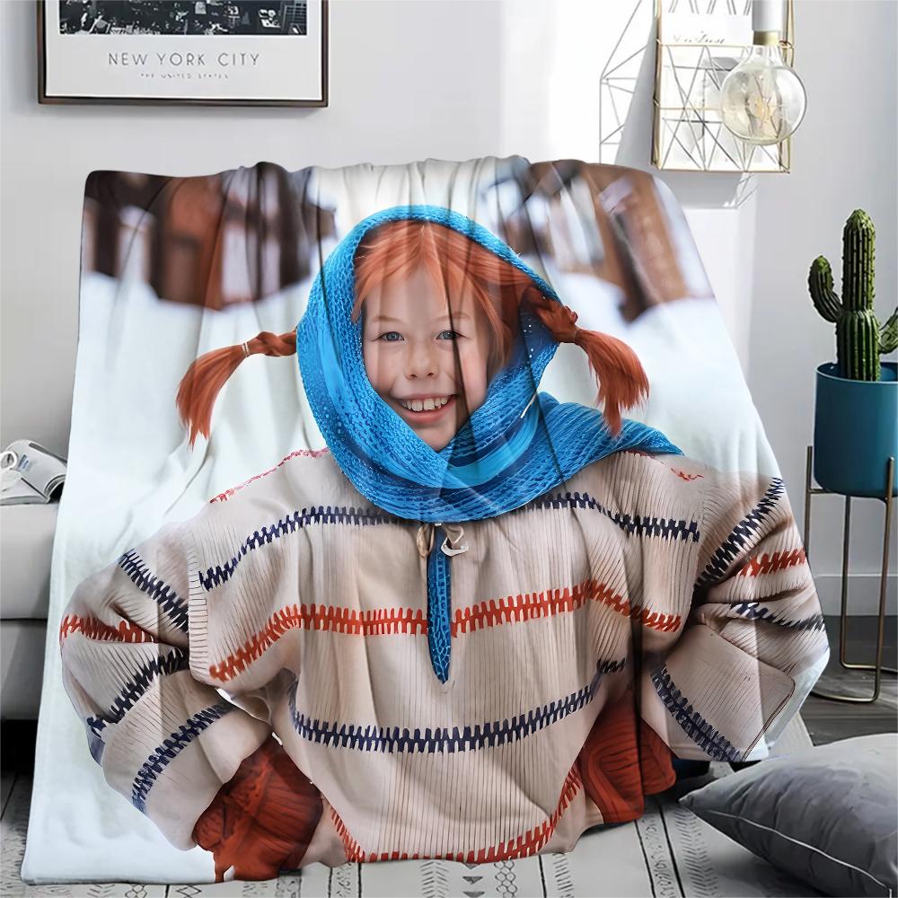 1pz Coperta in Flanella con Stampa Pippi Calzelunghe, Alta Qualità per Tutte le Stagioni, Decorazione per la Casa, Calore e Comfort, Perfetta per Regali di Natale