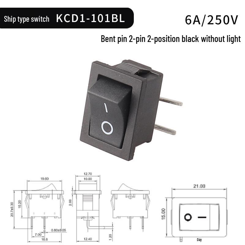 Lang KCD1-101 201 Rocker Switch: 2/3 Pins, 2 Positions, Illuminated Button