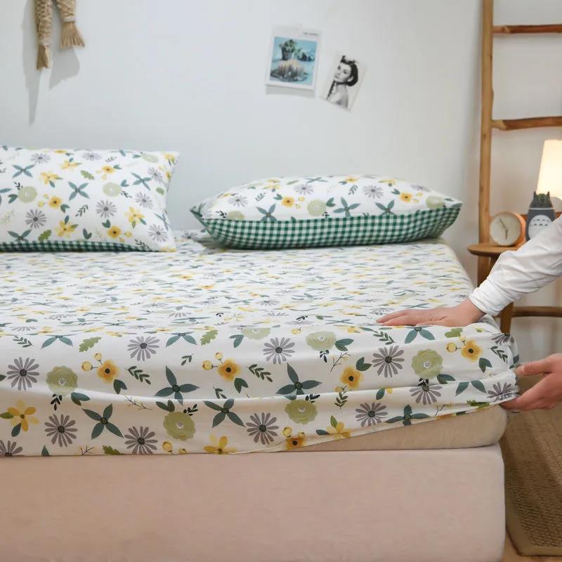 Cotton Bed Pillowcase Three-piece Plus Thick Anti-skid Protection Bed Cover Bedding Suit