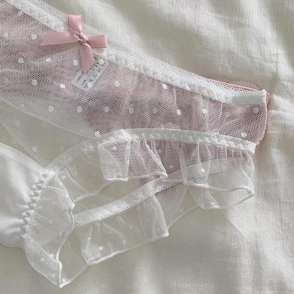 Mori Girl Mesh Ruffle Princess Triangle Women's Panties - Cute & Sexy Transparent Design