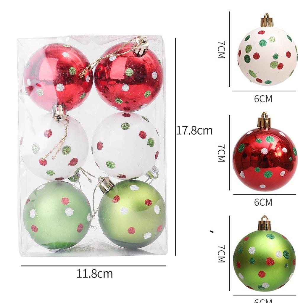 30/6pcs Electroplating Glitter Christmas Balls Color Painting Xmas Tree Hanging Ball Pendants Ornament New Year Party Home Decor