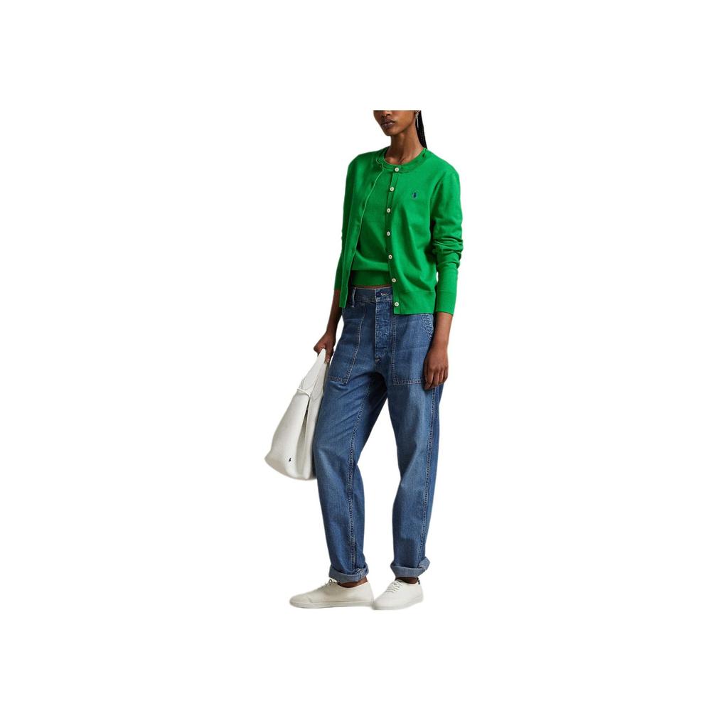 Polo Ralph Lauren Fw25 Slim Fit Crew Neck Single Button Pony Embroidery Long Sleeve Knit Sweater Women Sweater WMPOSWENDW20443-300