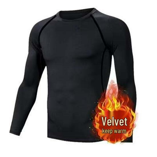 Running Man Men s Quick-Dry Velvet Sports T-shirt for Morning Runs - Autumn/Winter Fitness Gear 2XL