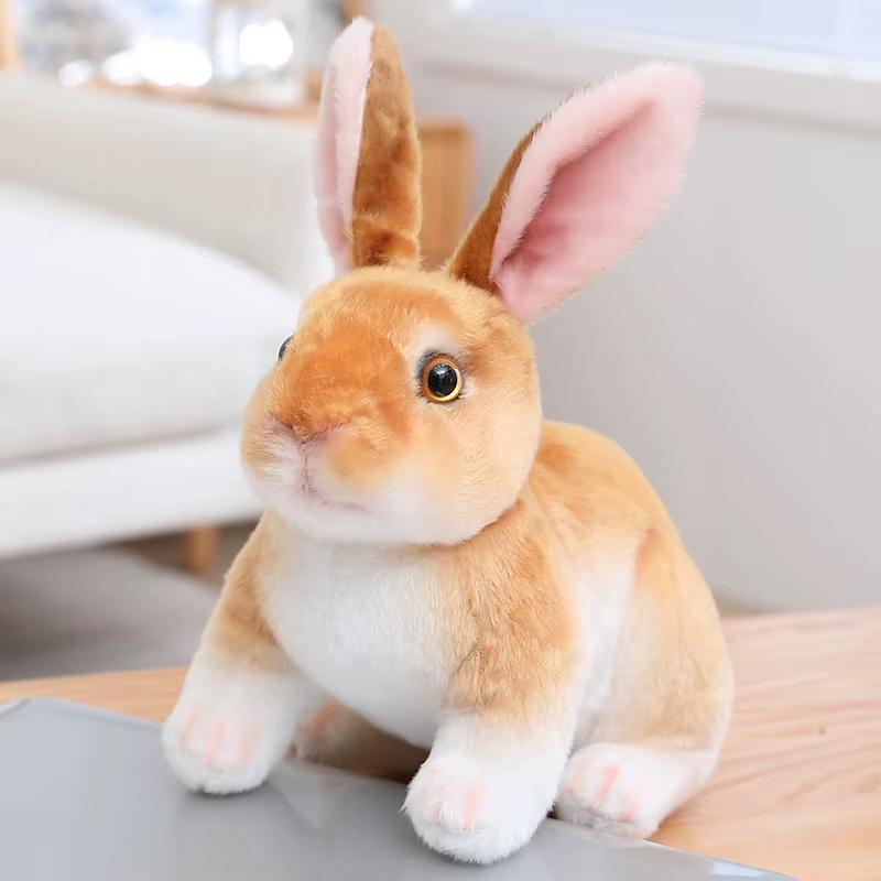 Simulation Long Ears Realistic Rabbit Plush Toy Lifelike Animal Stuffed Doll Toys for Boys Girls Birthday Gift Room Decor