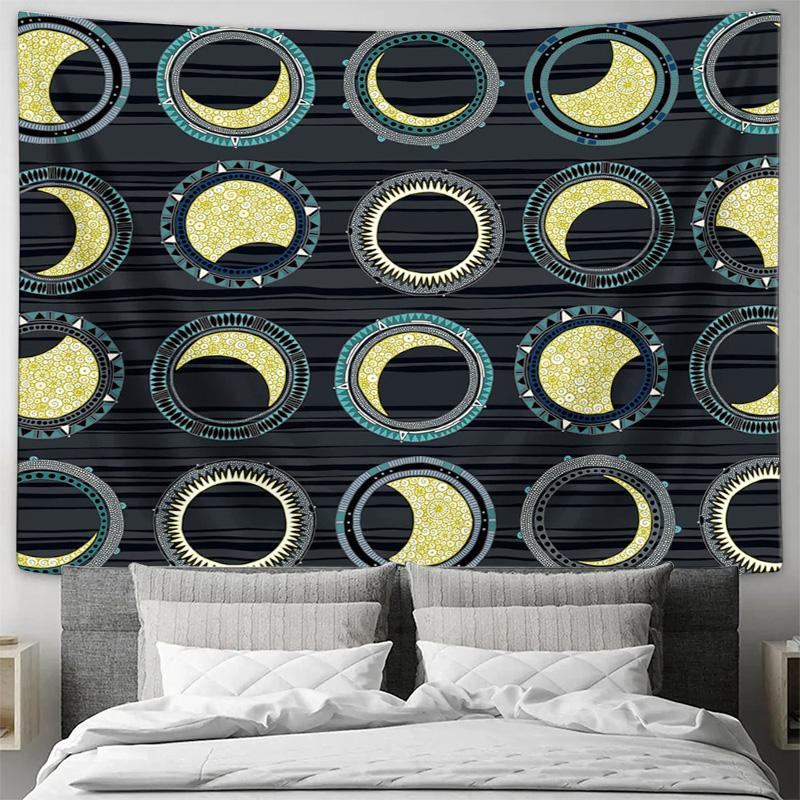 Boho Tapestry Wall Hanging Aesthetic Room Decor Tribal Pattern Macrame Wall Art Hippie Home Decor Nature Inspired Bedroom Backdr